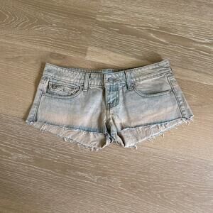 REVICE Denim Low Rider Micro Shorts Size 26 Tan Blue